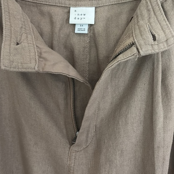 A New Day Linen Blend Cargo Pants Straight Leg Adjustable Ankle Size 14 Brown - Picture 7 of 15